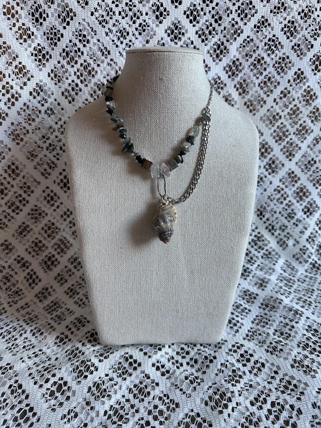 Silver Gemstone and Whelk Necklace - Image 3