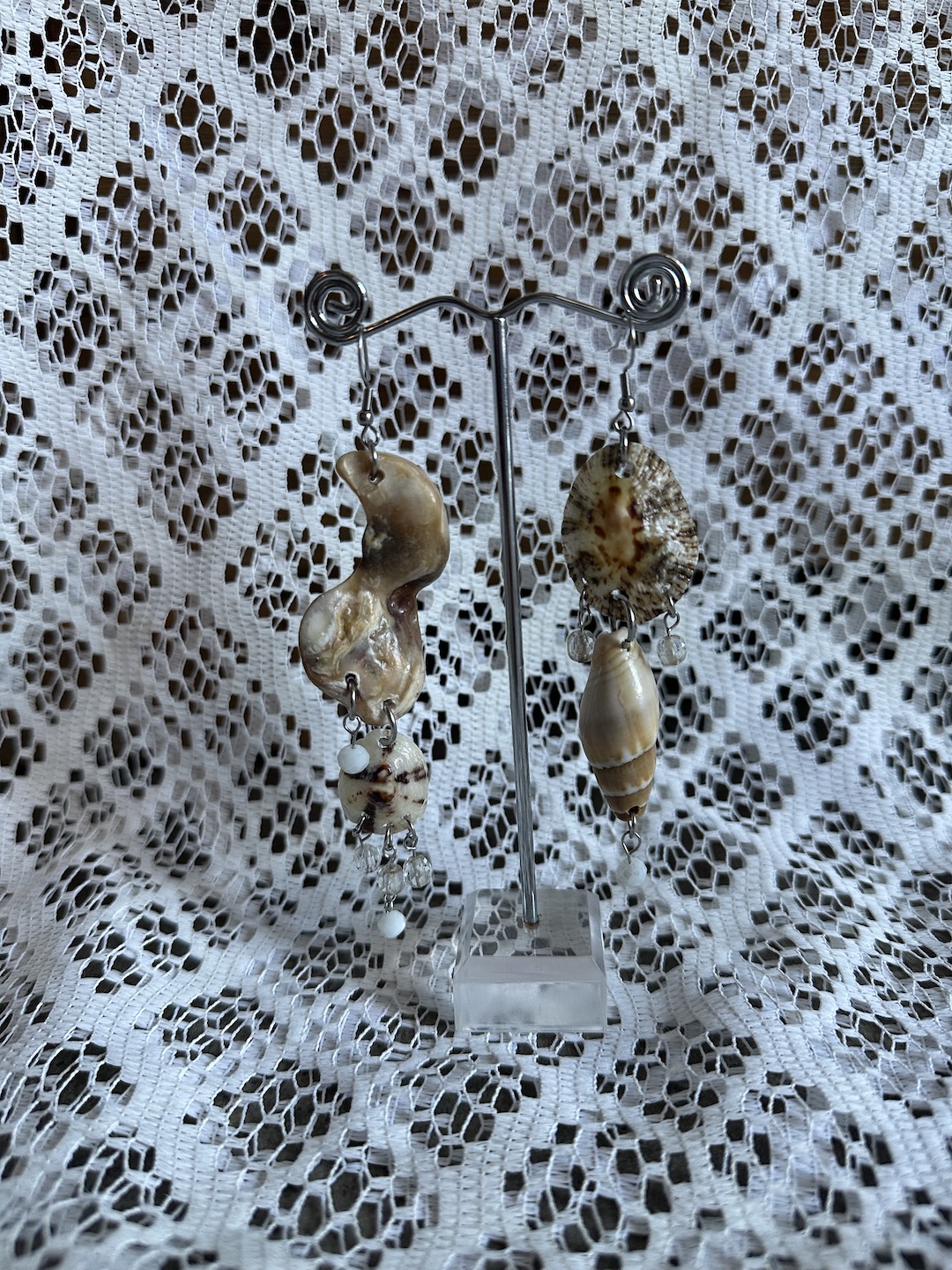 Brown Shell Crystal Earrings - Image 2